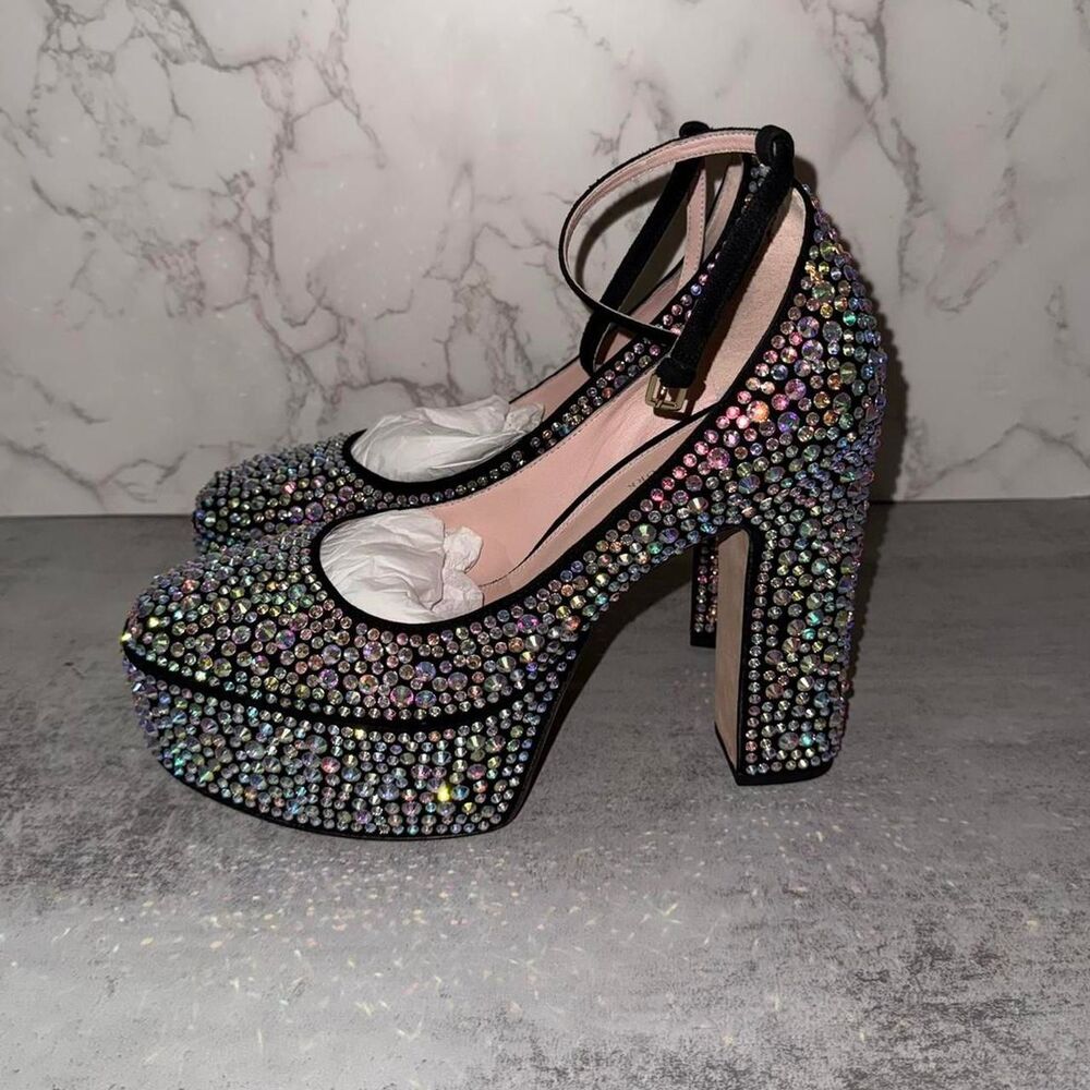 Kate Spade New York Gia Pave Black embellished heels Size 10 M - Picture 6 of 8